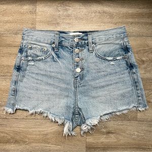 Pistola High Rise Button Front Cut Off Denim Jean Shorts